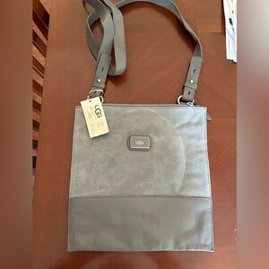 UGG Abby Gray Suede Crossbody Bag with Adjustable Strap